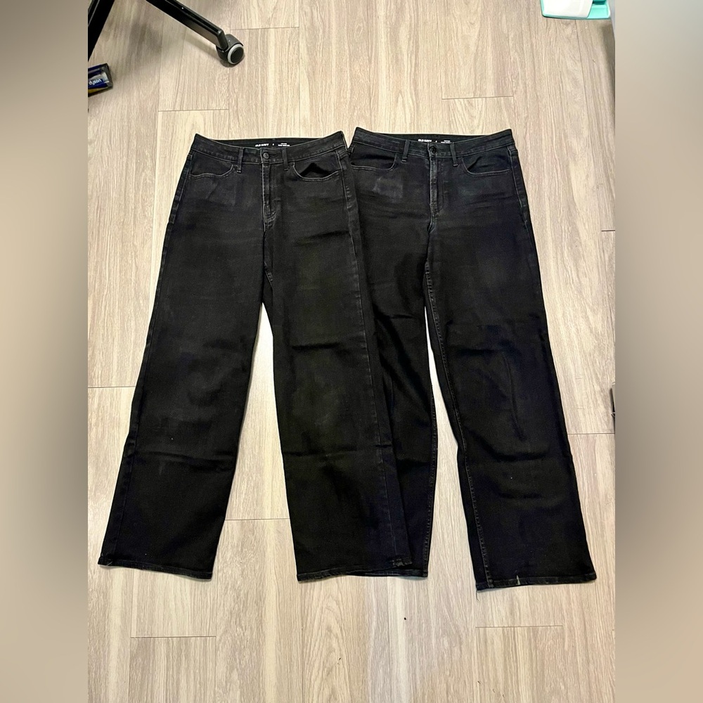 2 Pairs of Old Navy High-Waisted Wow Wide-Leg Jeans Black Jack Women’s Size 6